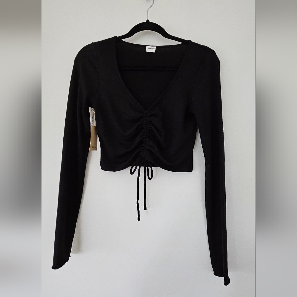 Black Cropped Long Sleeve Top